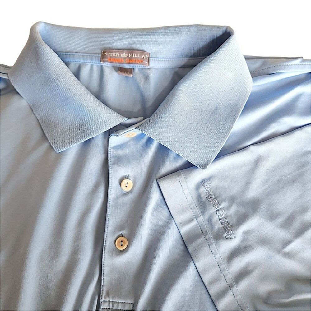 Peter Millar Golf Summer Comfort Polo Shirt Men's XXL 2XL Morgan Stanley FLAWS